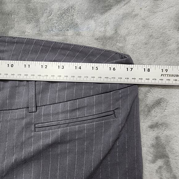 Lane Bryant Pants Womens 14 Gray Striped High Rise Crop Stretch Office Preppy - Picture 6 of 10